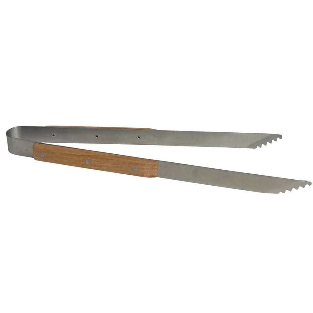 BergHOFF Stainless Steel BBQ Grill Tongs Wood Handle‎ Extra Long 15
